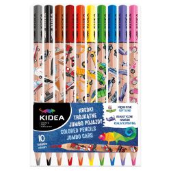 KIDEA Jumbo цветни моливи 10 цв. Коли