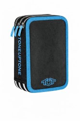 TUT Neon несесер с 3 ципа, ПЪЛЕН, сини кантове