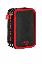 TUT Neon несесер с 3 ципа, ПЪЛЕН, червени кантове