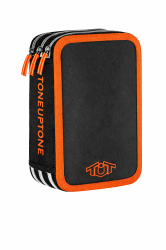 TUT Neon несесер с 3 ципа, ПЪЛЕН, оранжеви кантове