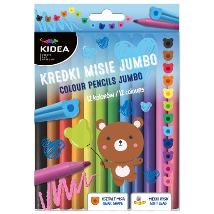 KIDEA Jumbo цветни моливи 12 цв. Мечета