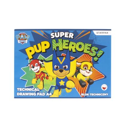 Блок за рисуване Starpak -  Пес Патрул, 10 листа, офсетов картон, асортимент