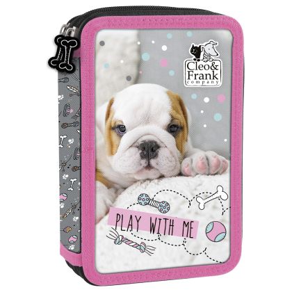 Ученически несесер Derform Cleo&Frank 23 - Розов, с 2 ципа