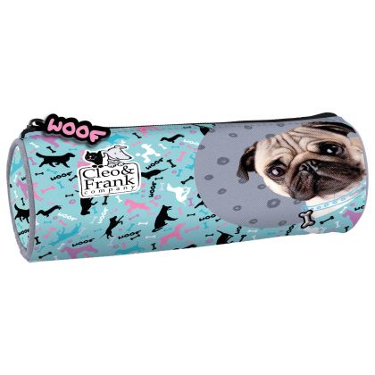 Овален ученически несесер Derform Cleo&Frank 28 - С куче, с 1 цип