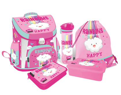 LIZZY CARD LOLLIPOP RAINBOW комплект 5 в 1 - раница, несесер, спортна торба, бутилка, кутия за храна