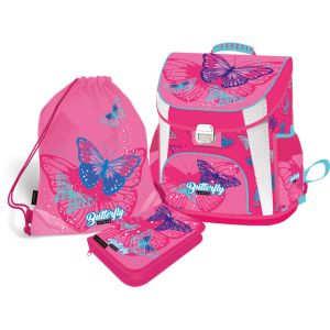 PINK BUTTERFLY комплект 3 в 1 - раница, несесер, спортна торба
