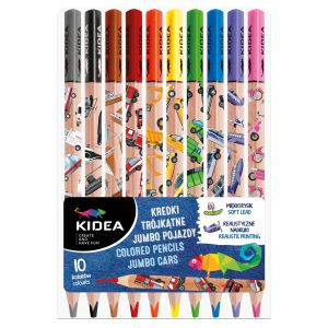 KIDEA Jumbo цветни моливи 10 цв. Коли
