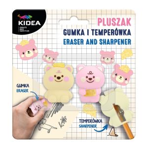 KIDEA комплект гума и острилка Пастелни мечета
