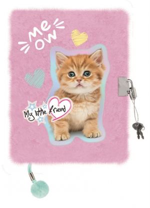 Плюшен таен дневник с катинар 3D A5 My Little Friend Pastel Kitty 