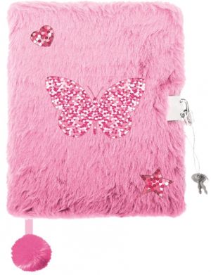 Плюшен таен дневник с катинар 3D A5 My Little Friend Блестяща Пеперуда