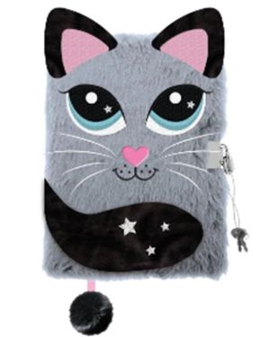 Плюшен таен дневник с катинар 3D A5 My Little Friend Grey Cat