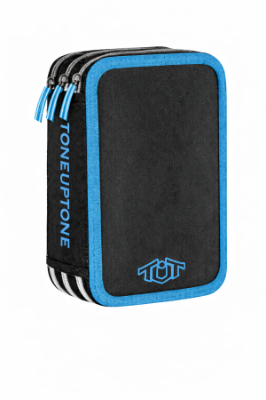 TUT Neon несесер с 3 ципа, ПЪЛЕН, сини кантове