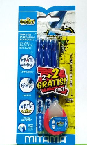 Изтриваеми химикалки с гумичка Mitama - Goody, сини
