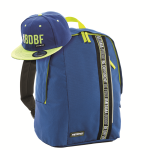 Раница Mitama - Color Touch, синьо и жълто, с подарък шапка