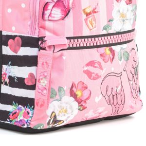 Раница Mitama PLus - Pink Flowers, с брокат + подарък шапка