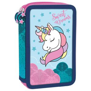 Несесер с ученически пособия Derform - Unicorn, с 2 ципа