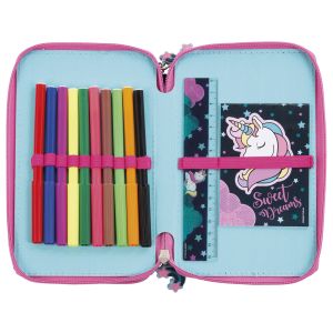 Несесер с ученически пособия Derform - Unicorn, с 2 ципа