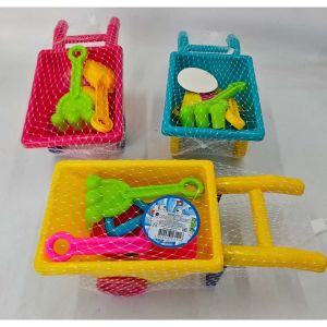 Количка за пясък с лопатки и форми