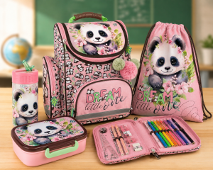 PANDA 10 комплект 5 в 1 - раница, несесер, спортна торба, бутилка и кутия за храна