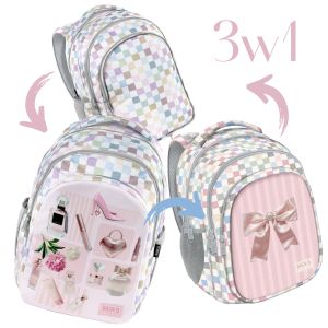 BACKUP 8 D 01 PASTEL CHECKERED раница с 3 лица